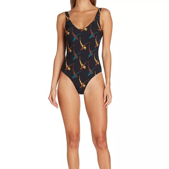 Valimare Verona Stamped One-Piece Swimsuit Black Size L - Picture 1 of 4